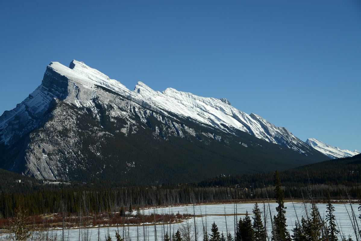 02A Mount Rundle From Trans Canada Highway After Leaving Banff Towards Lake Louise In Winter
